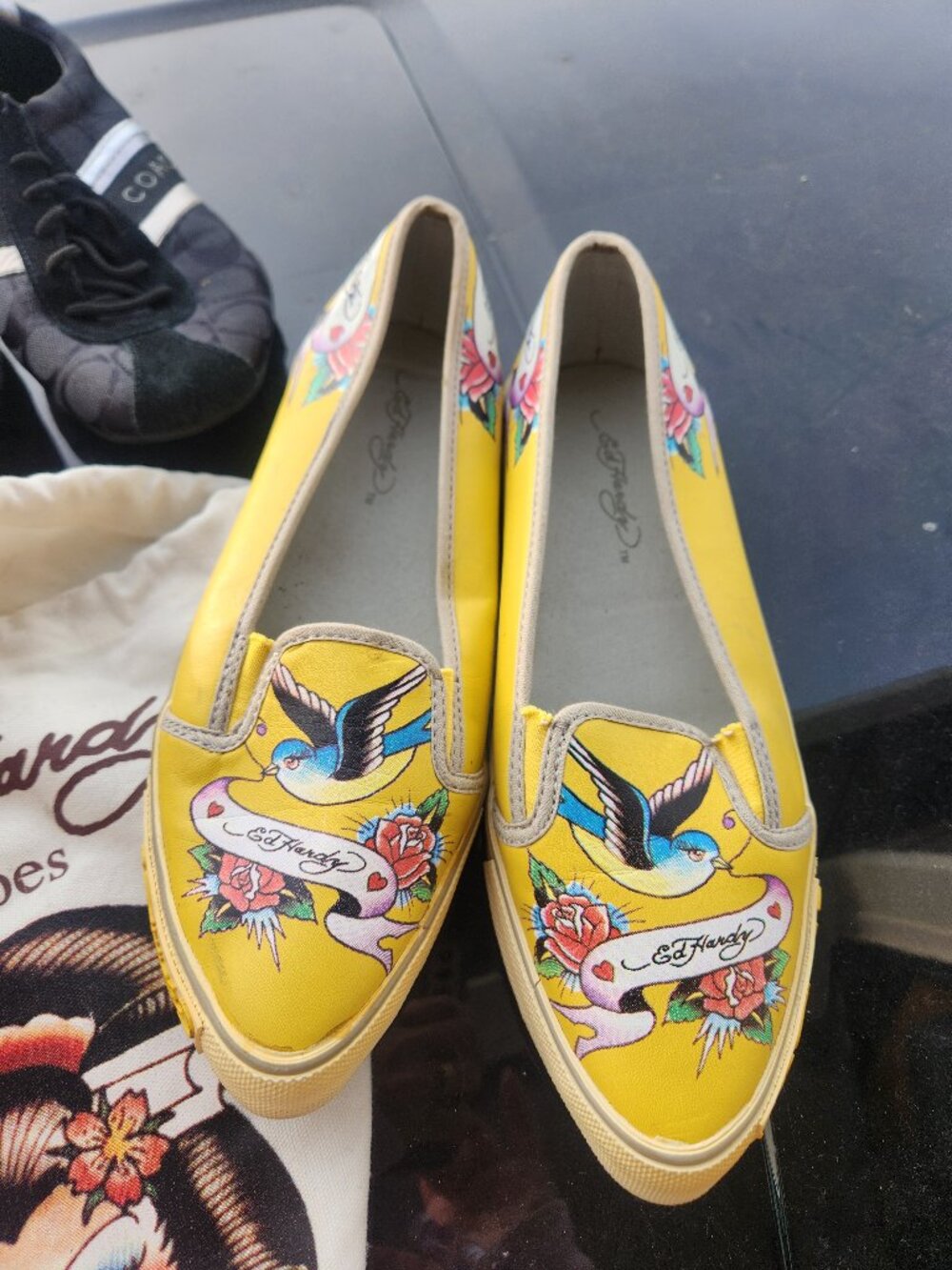 Vintage.. NEW Ed Hardy Slip-ons with dust bag  Size 8 Women's